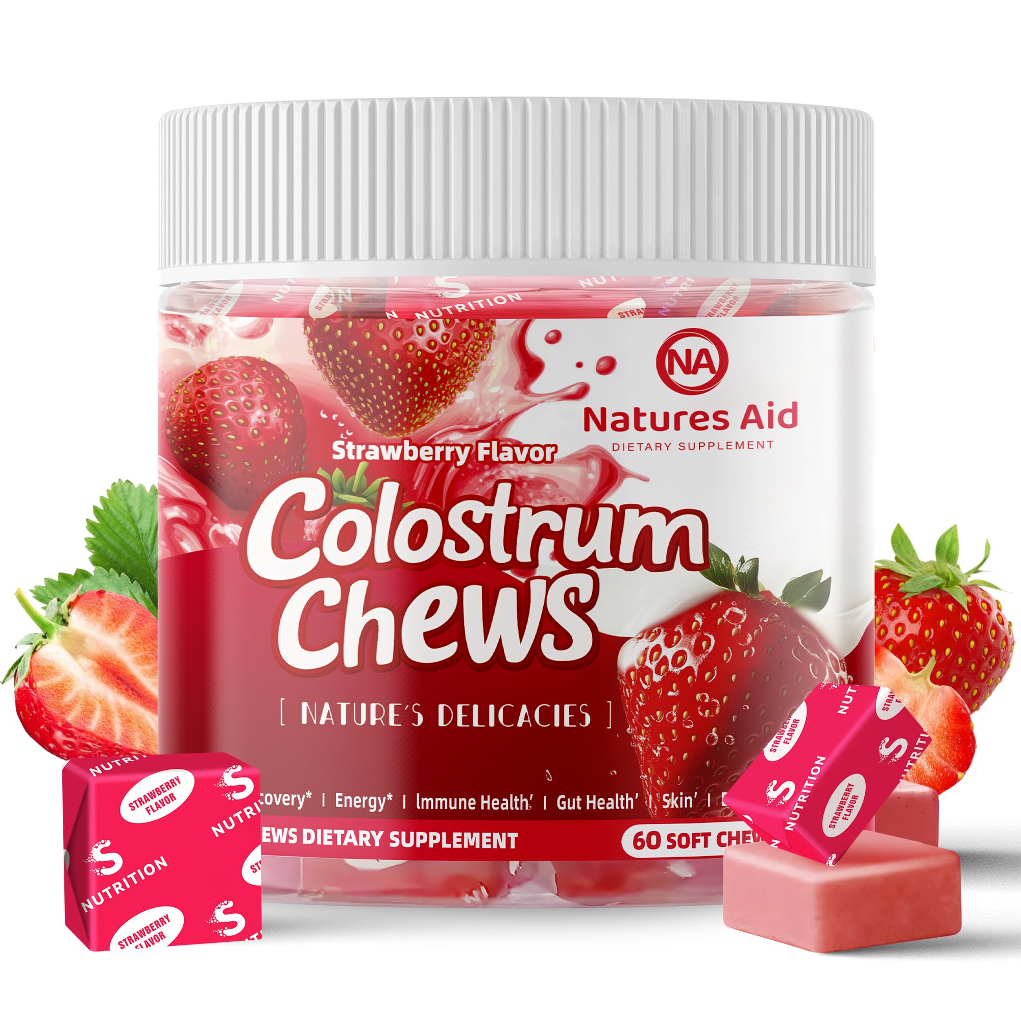 Natures Aid Colostrum Chews front view packaging