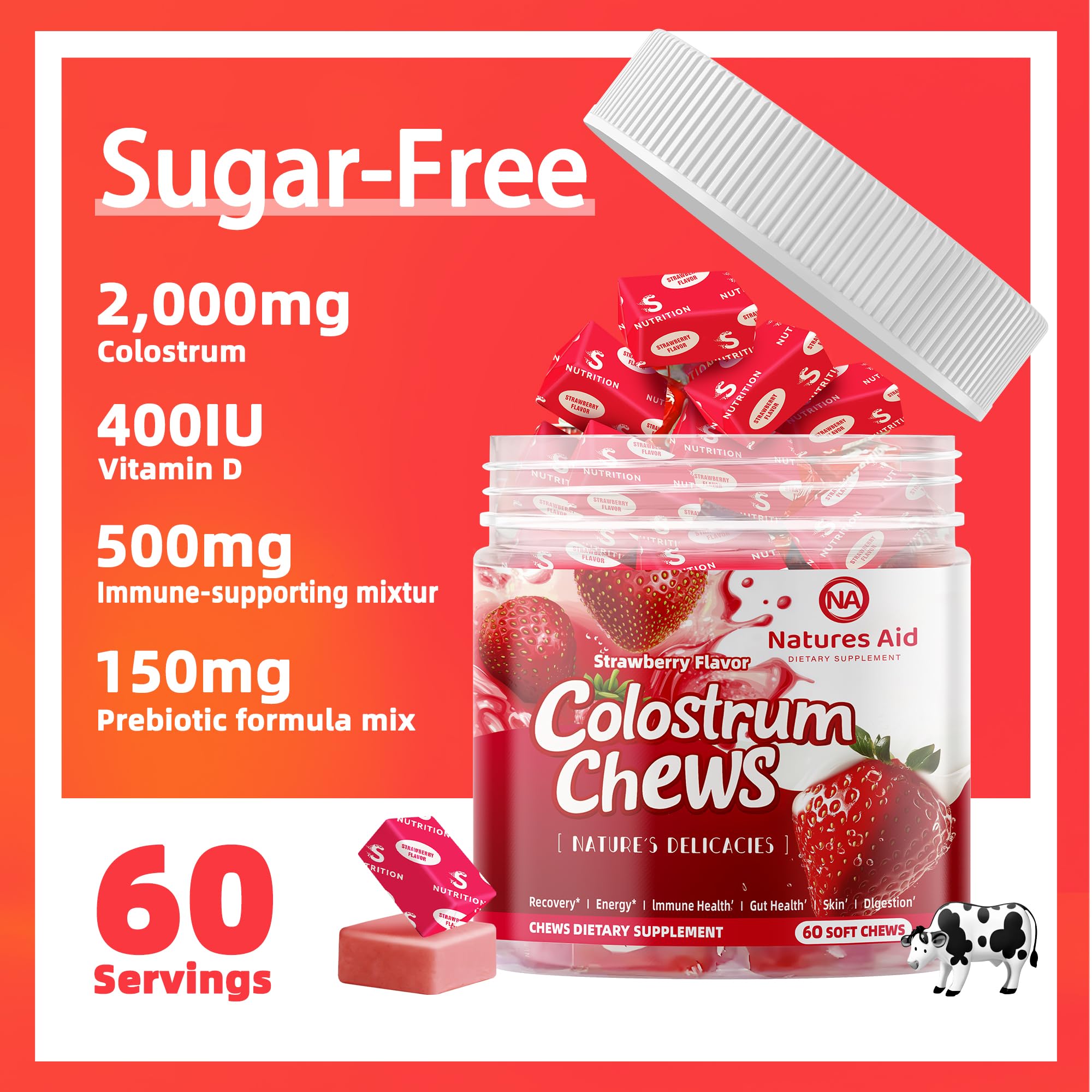 Natures Aid Colostrum Chews showing multiple chews