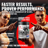 Natures Aid Creatine Monohydrate Gummies displayed with fitness accessories