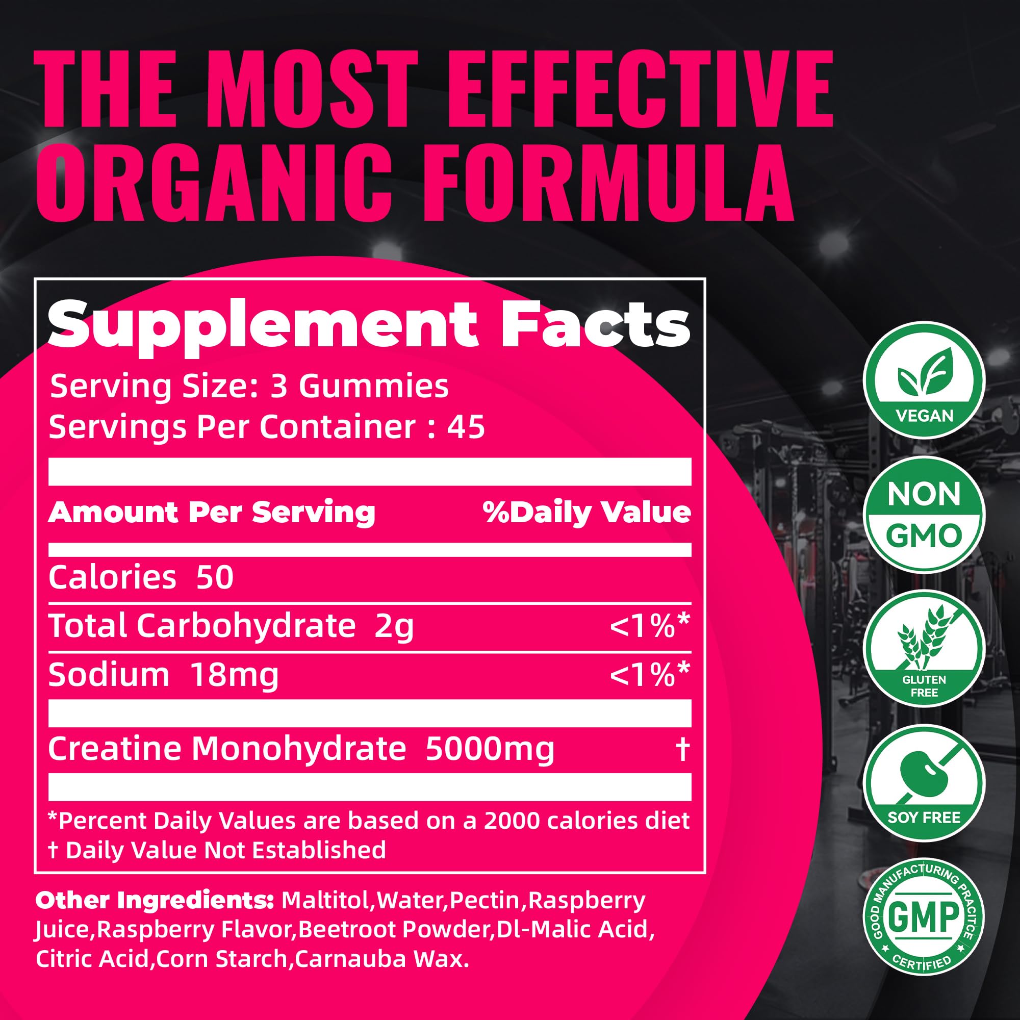 Natures Aid Creatine Monohydrate Gummies nutritional information