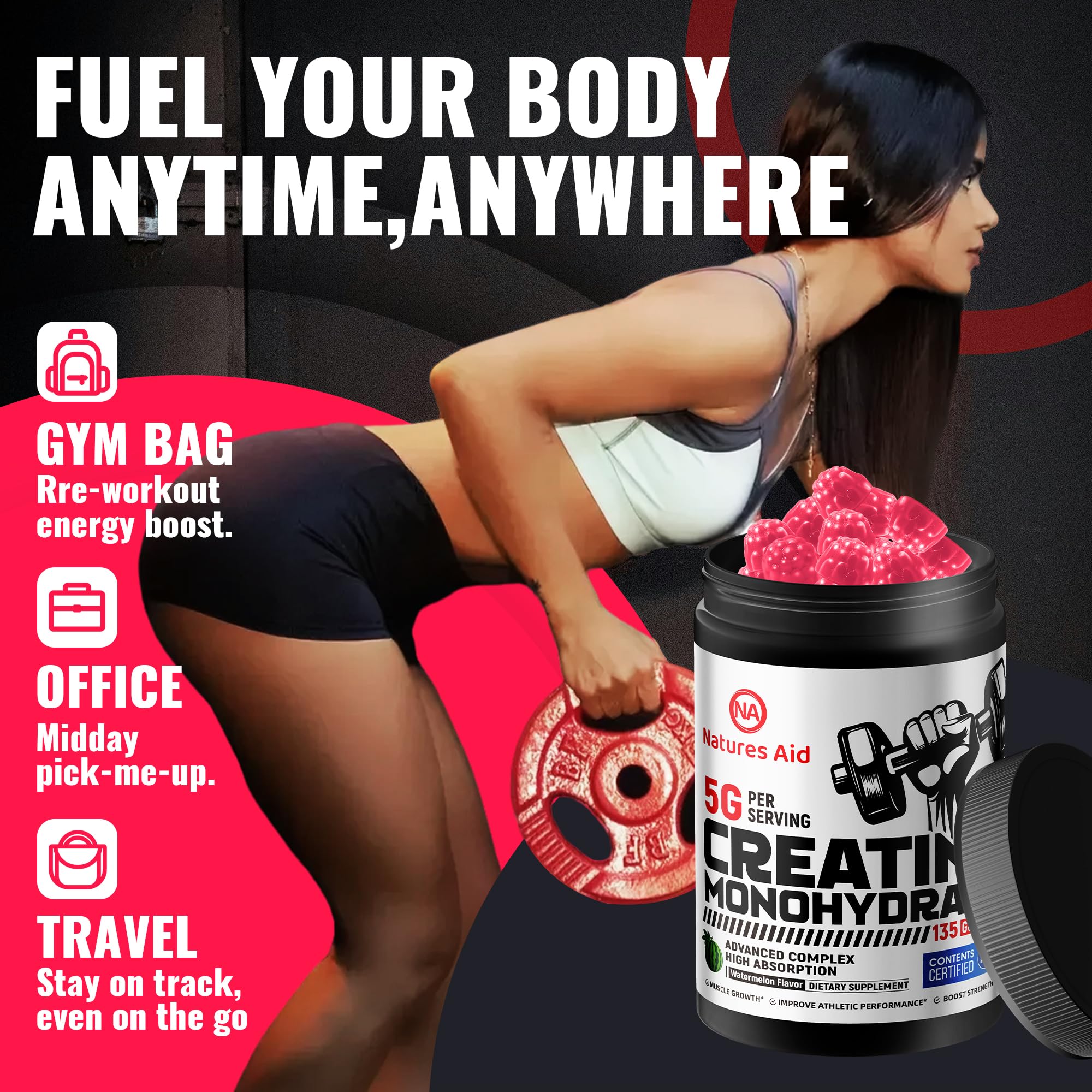 Natures Aid Creatine Monohydrate Gummies nutritional information