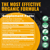 Natures Aid Creatine Monohydrate Gummies nutritional information label