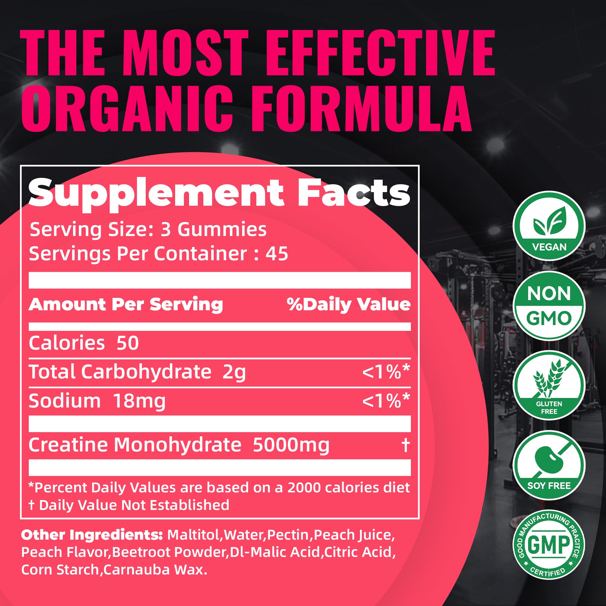 Natures Aid Creatine Monohydrate Gummies on a wooden table