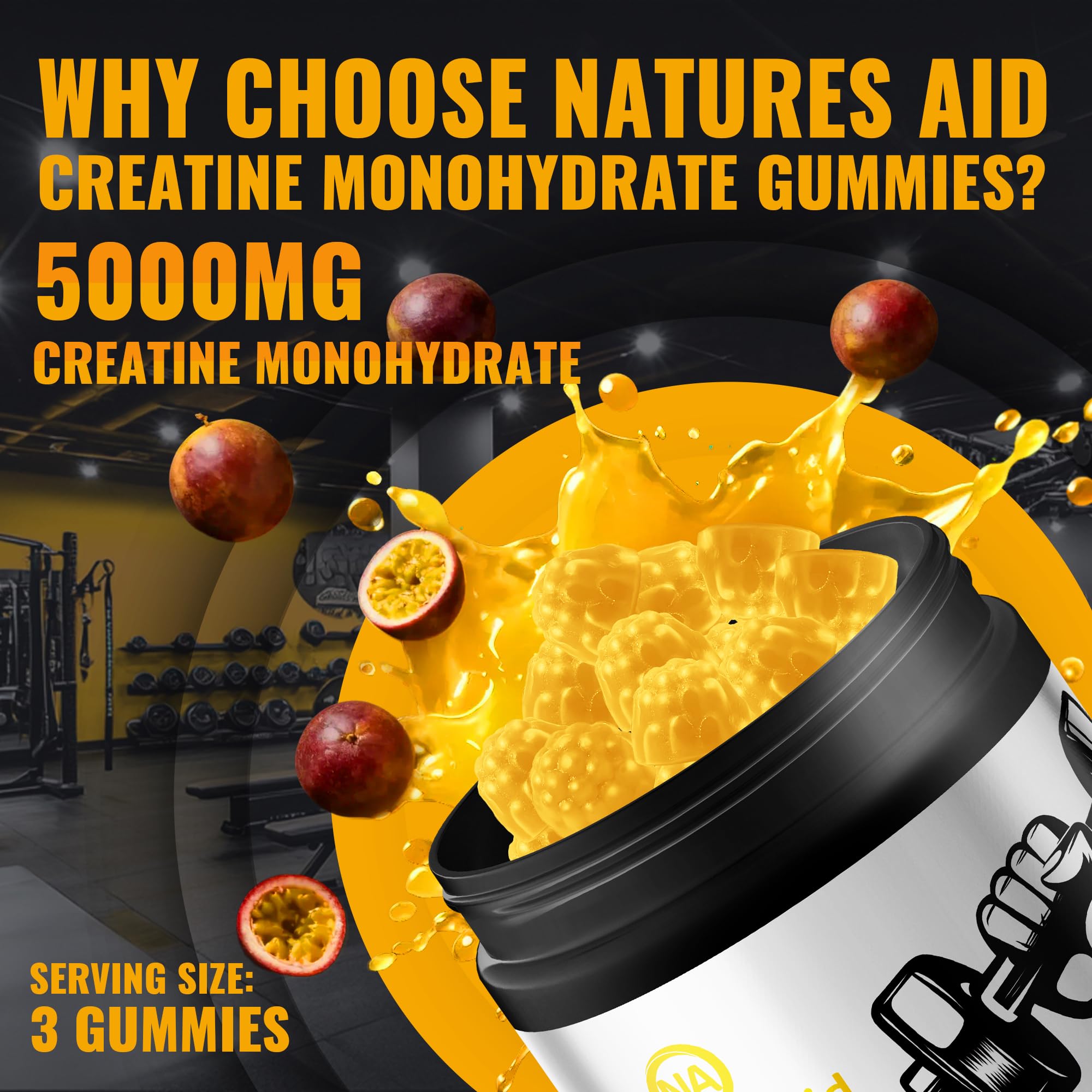 Natures Aid Creatine Monohydrate Gummies showing gummies in hand