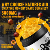 Natures Aid Creatine Monohydrate Gummies showing gummies in hand