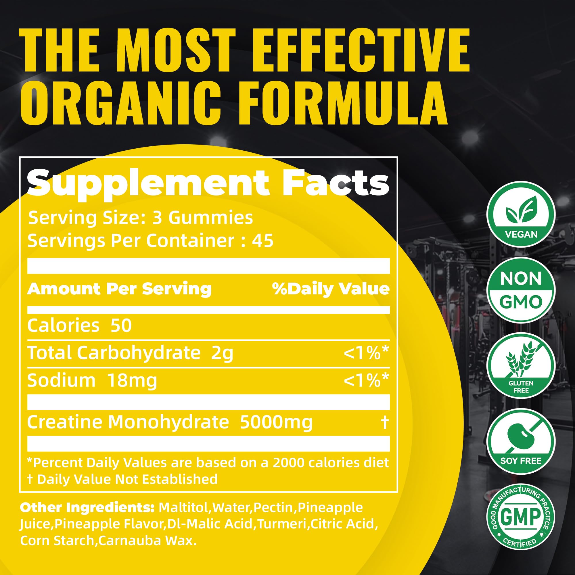 Natures Aid Creatine Monohydrate Gummies side view of bottle