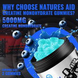 Natures Aid Creatine Monohydrate Gummies with a measuring scoop