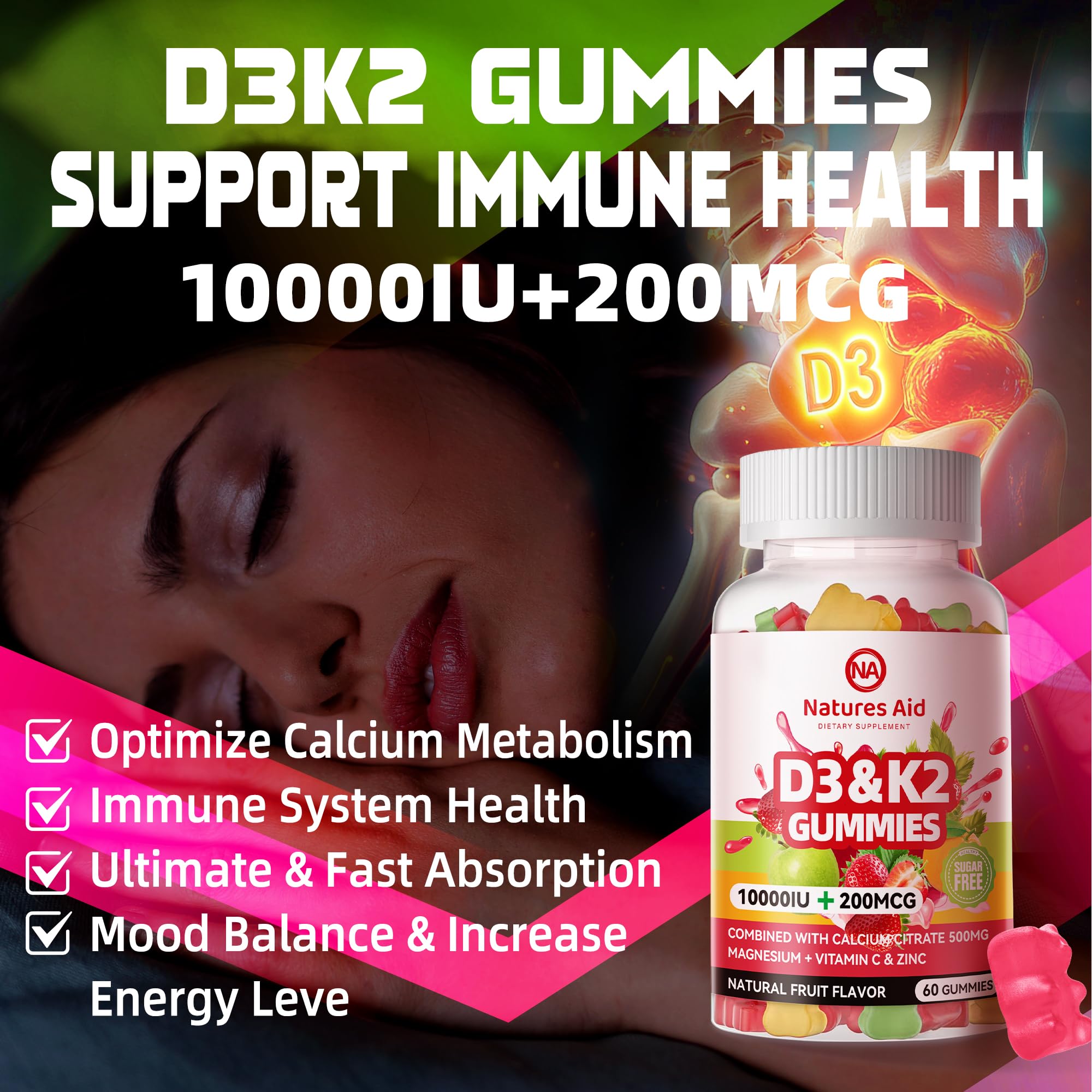Natures Aid D3K2 Gummies nutritional information