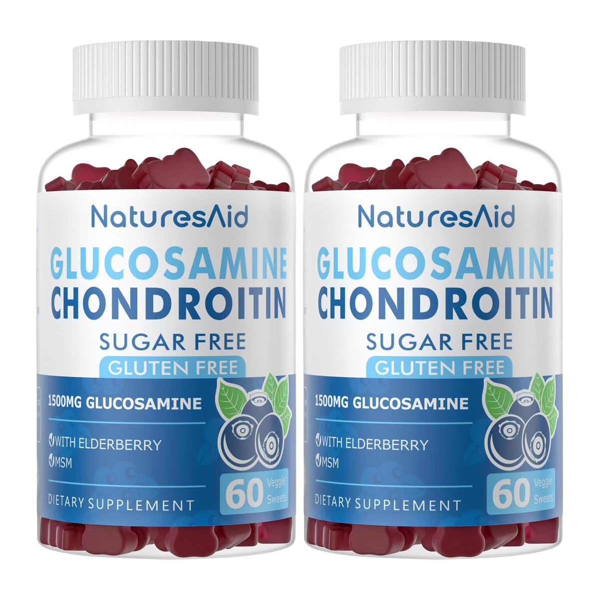 Natures Aid Glucosamine Chondroitin Gummies front view with packaging
