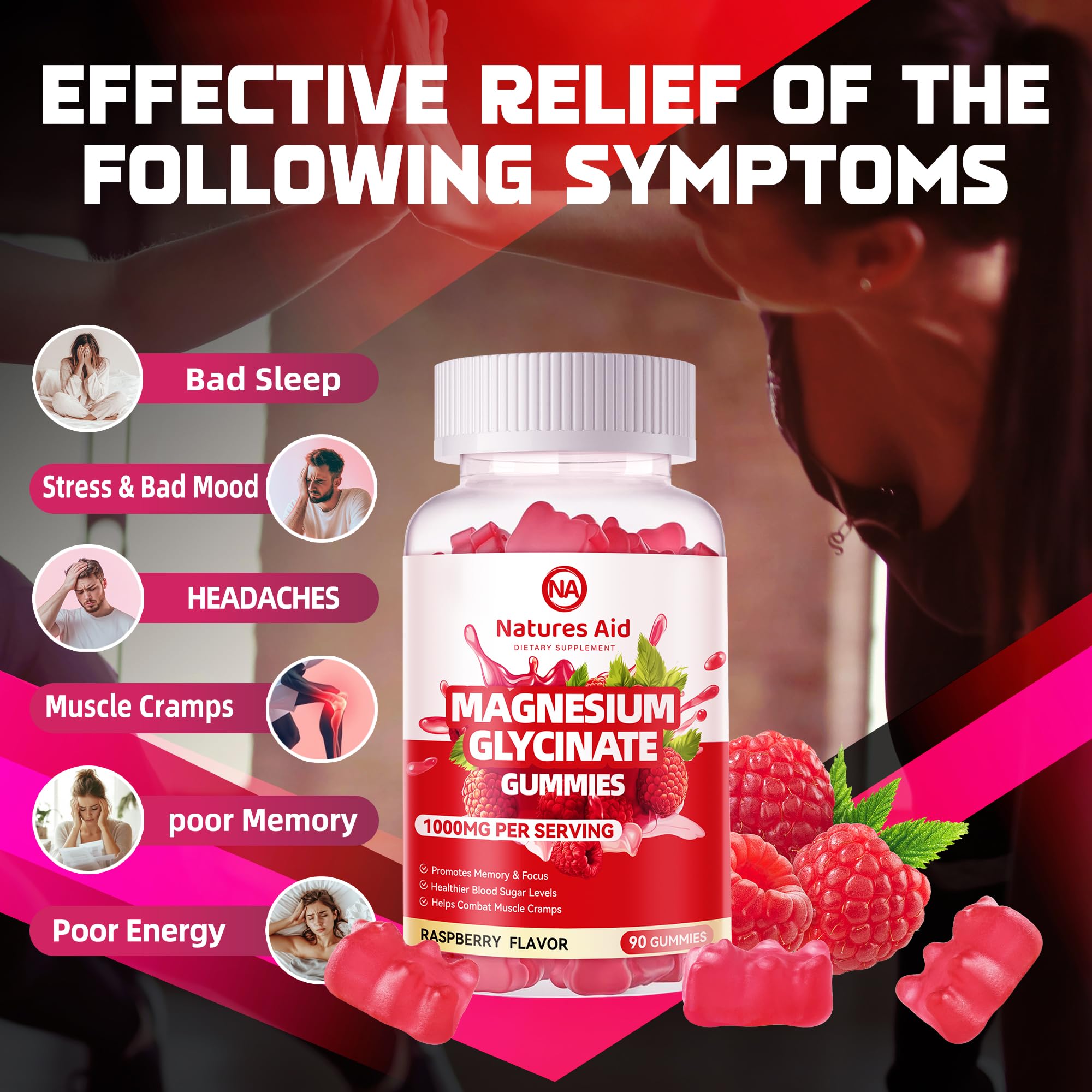 Natures Aid Magnesium Glycinate Gummies 1000mg close-up of gummies