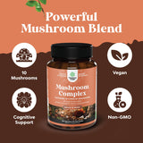 Natures Craft 10X Mushroom Blend Supplement label close-up