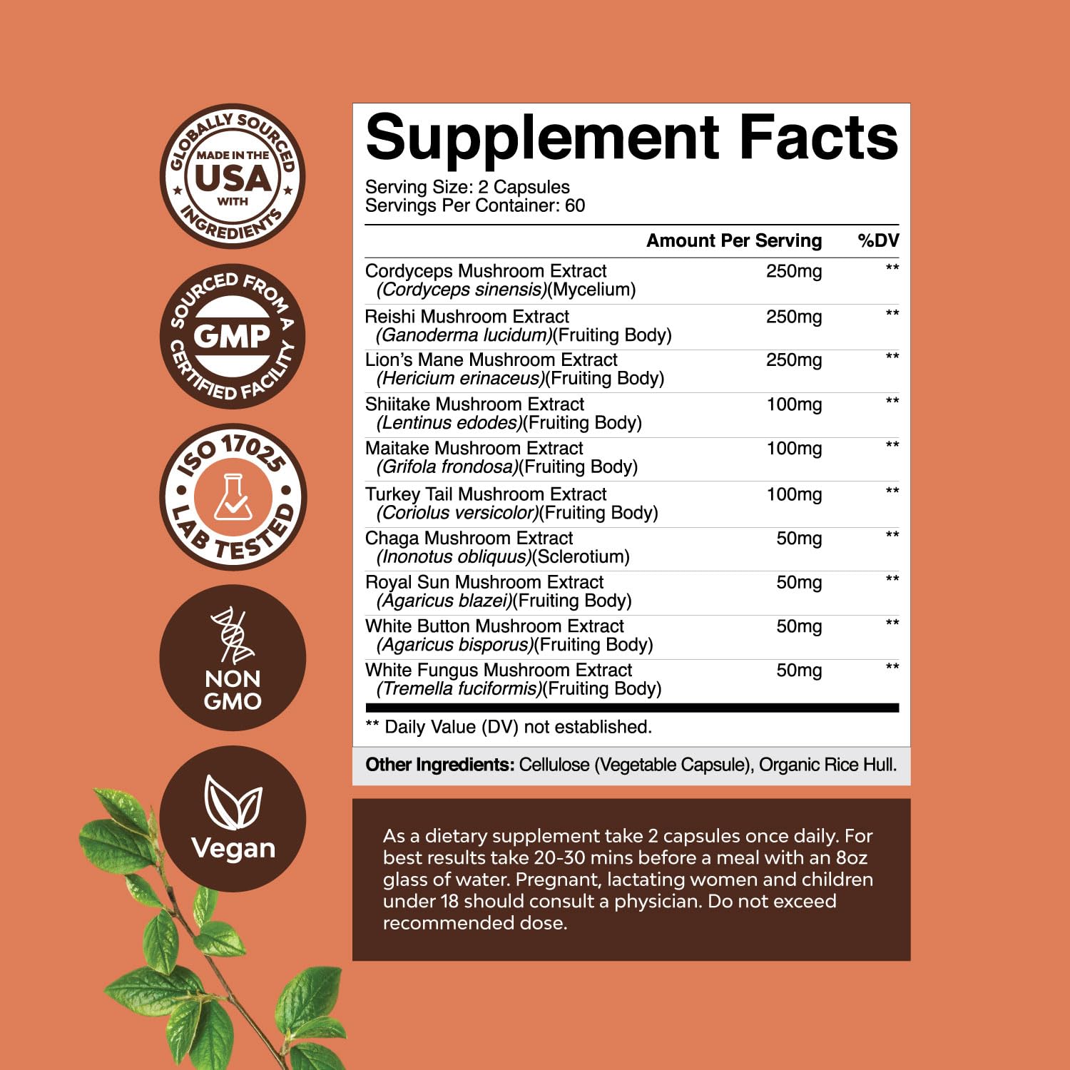 Natures Craft 10X Mushroom Blend Supplement packaging