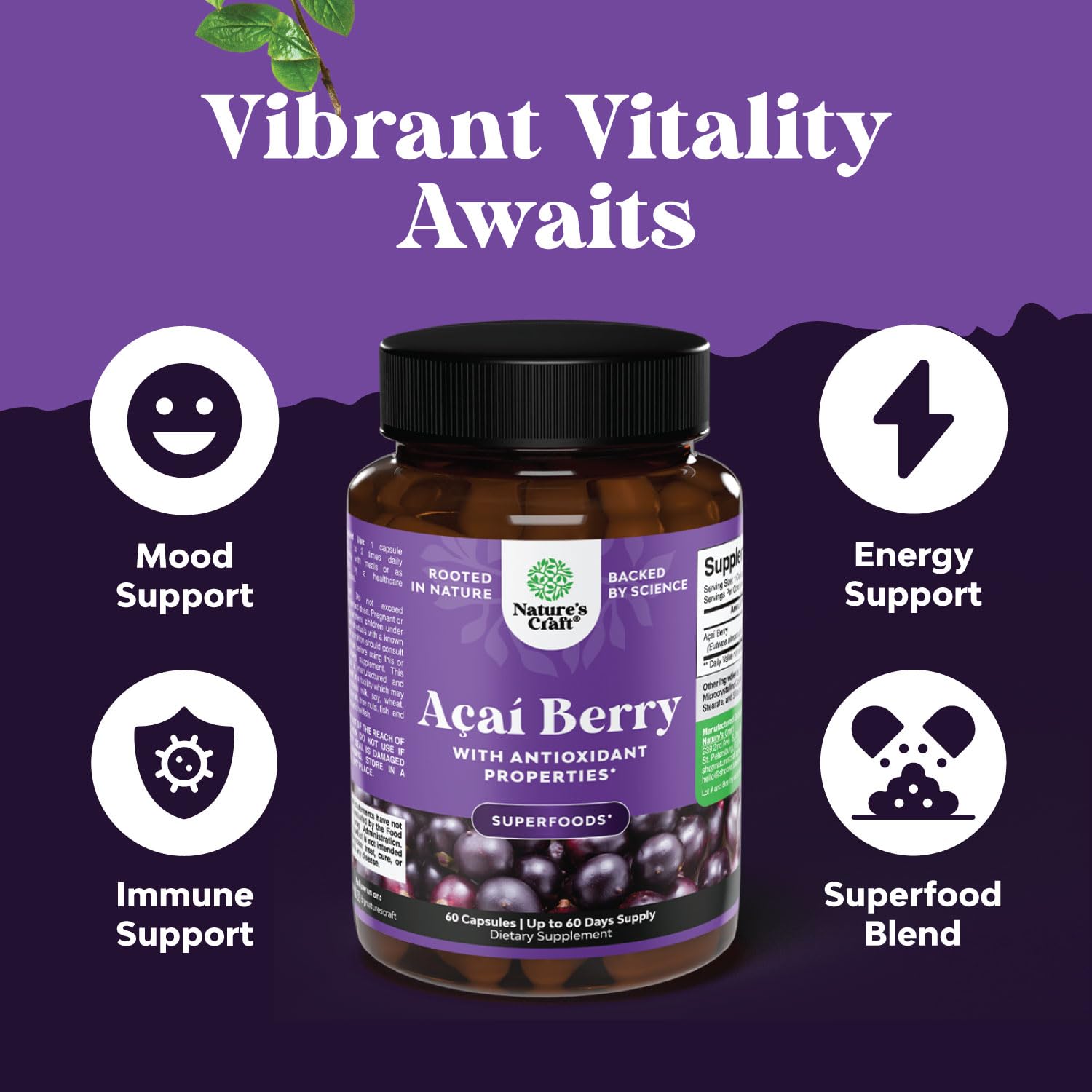 Natures Craft Acai Berry Supplement 23g capsules