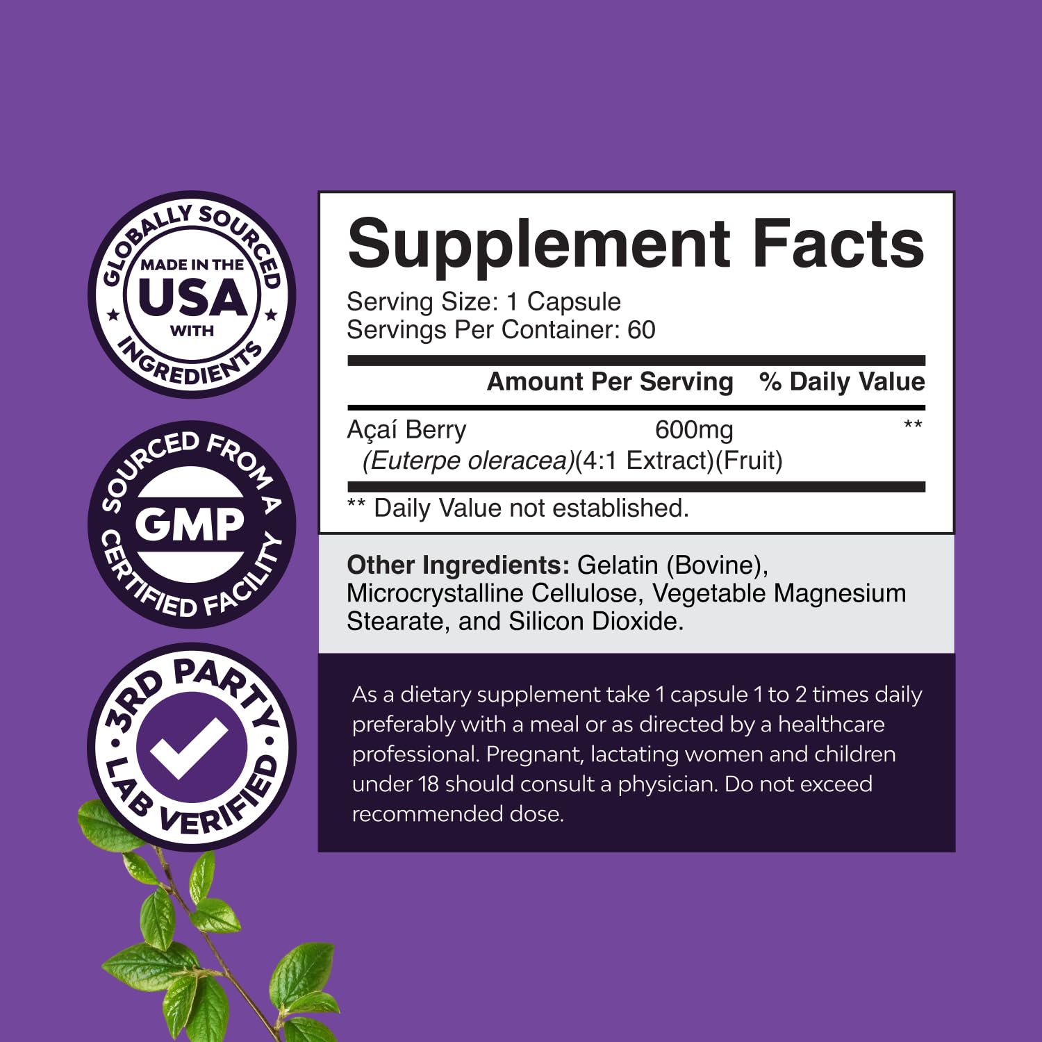 Natures Craft Acai Berry Supplement 23g packaging