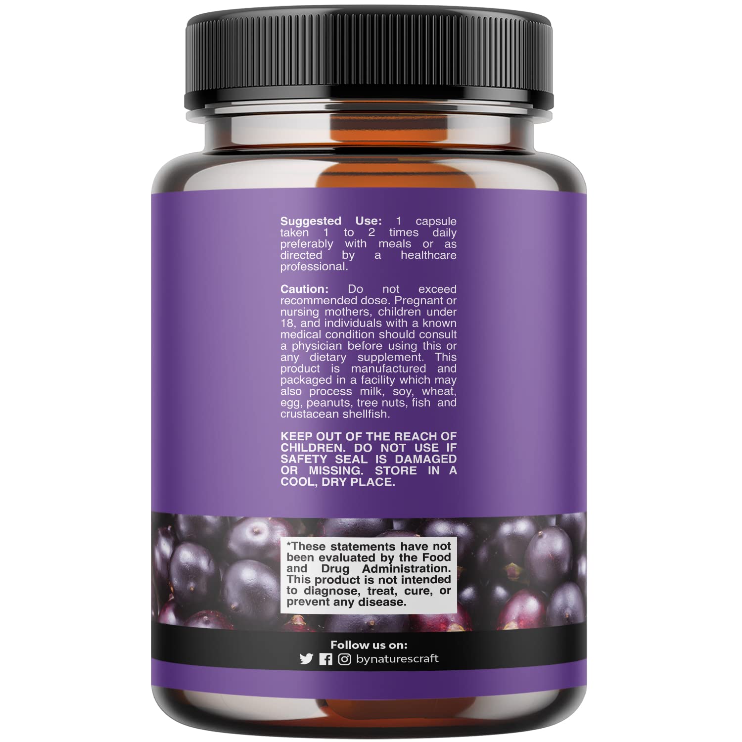 Natures Craft Acai Berry Supplement 23g side view