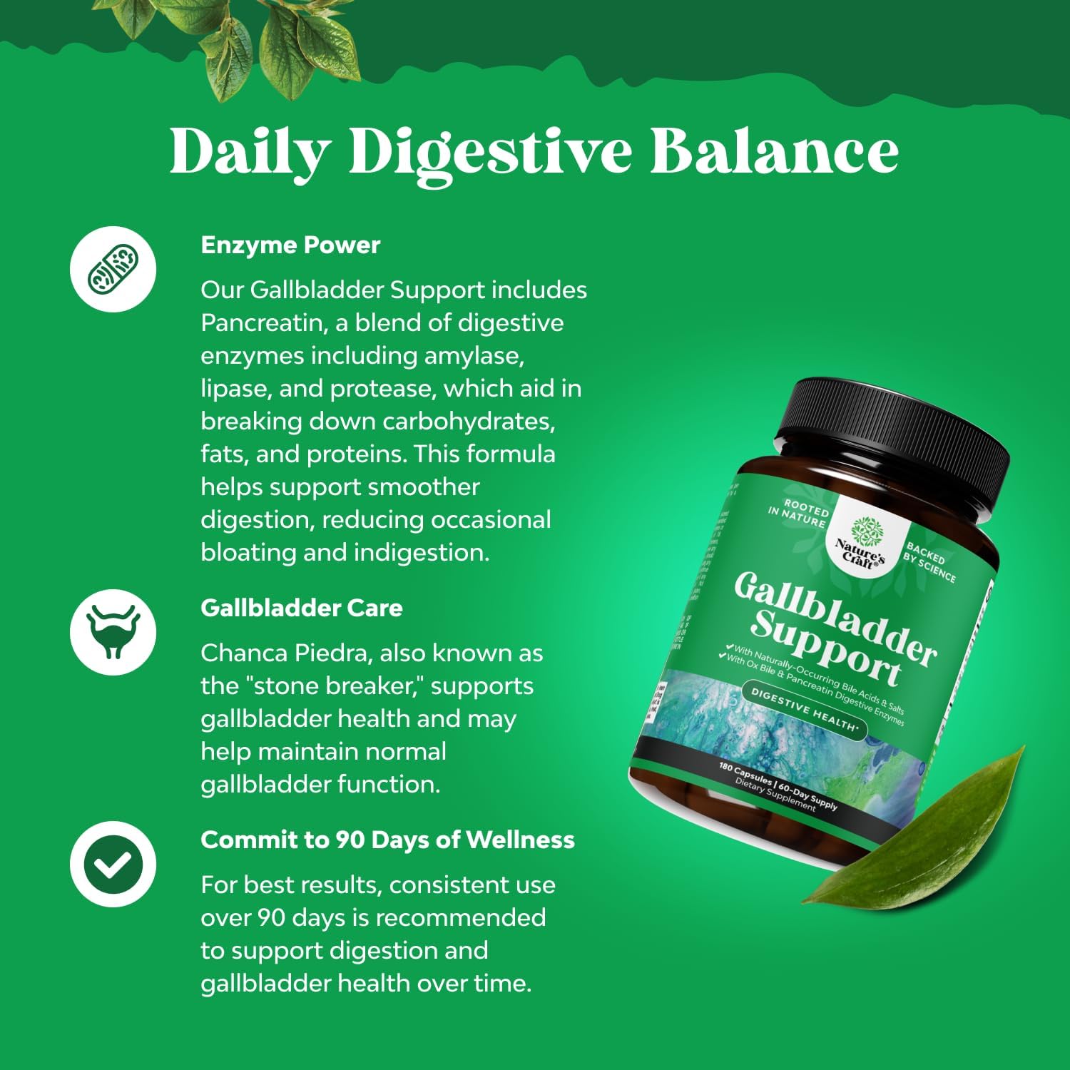 Natures Craft Advanced Gallbladder Formula 500mg capsules on a surface