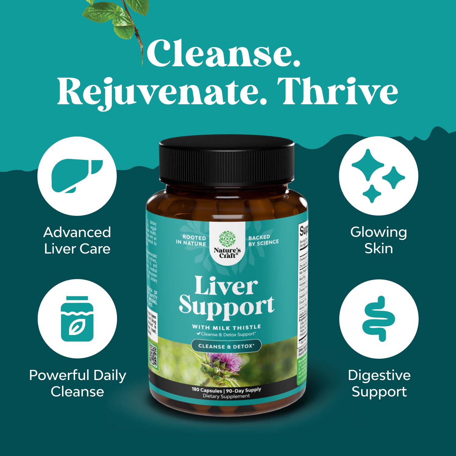 Natures Craft Artichoke Liver Support Supplement 60 Capsules side view