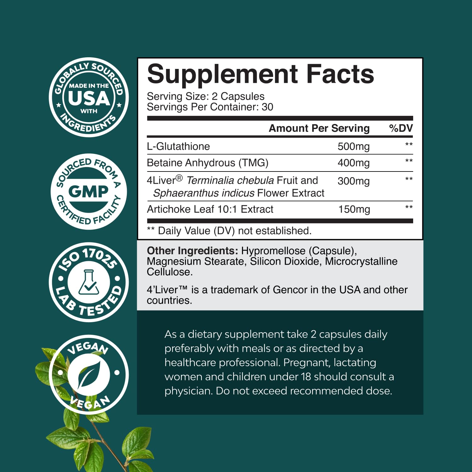 Natures Craft Artichoke Liver Support Supplement label details