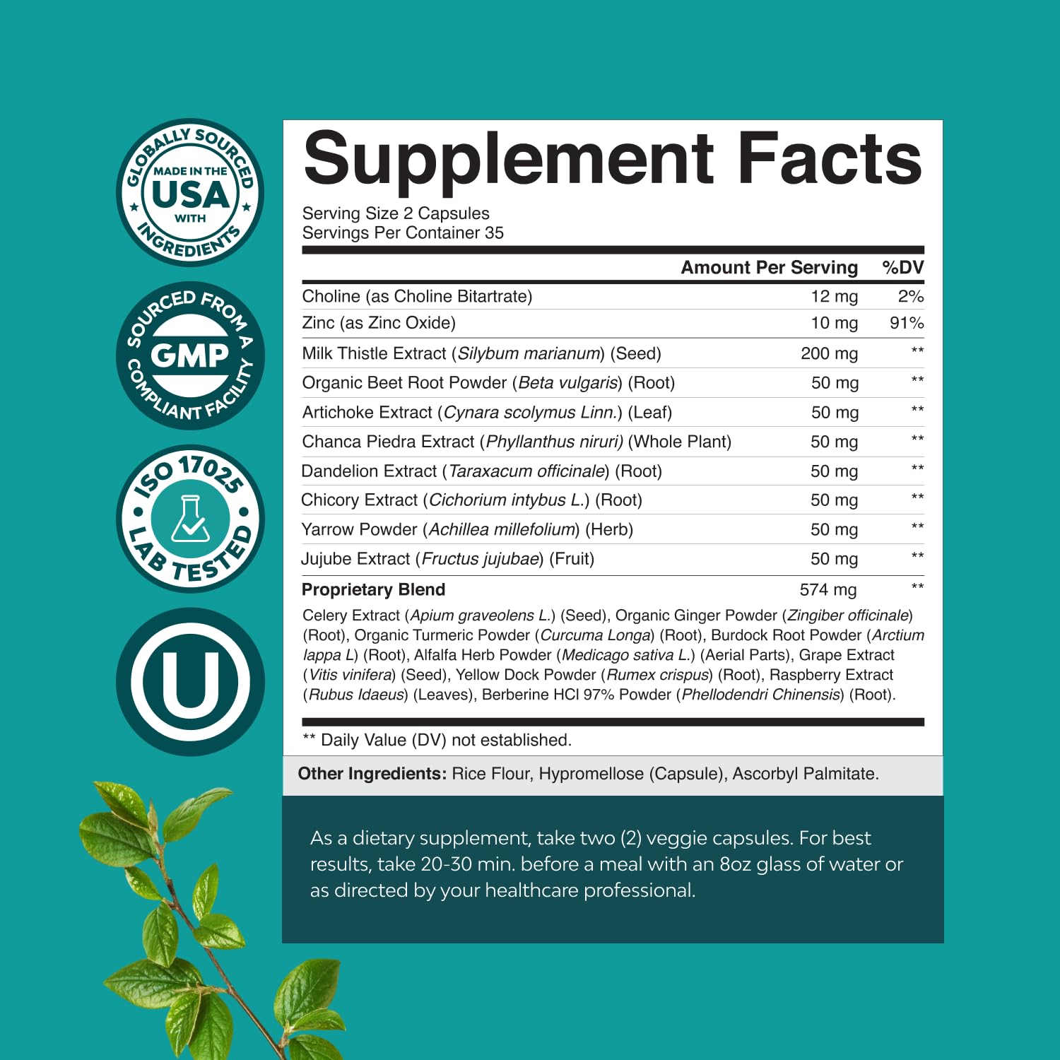 Natures Craft Artichoke Liver Support Supplement with a glass of water