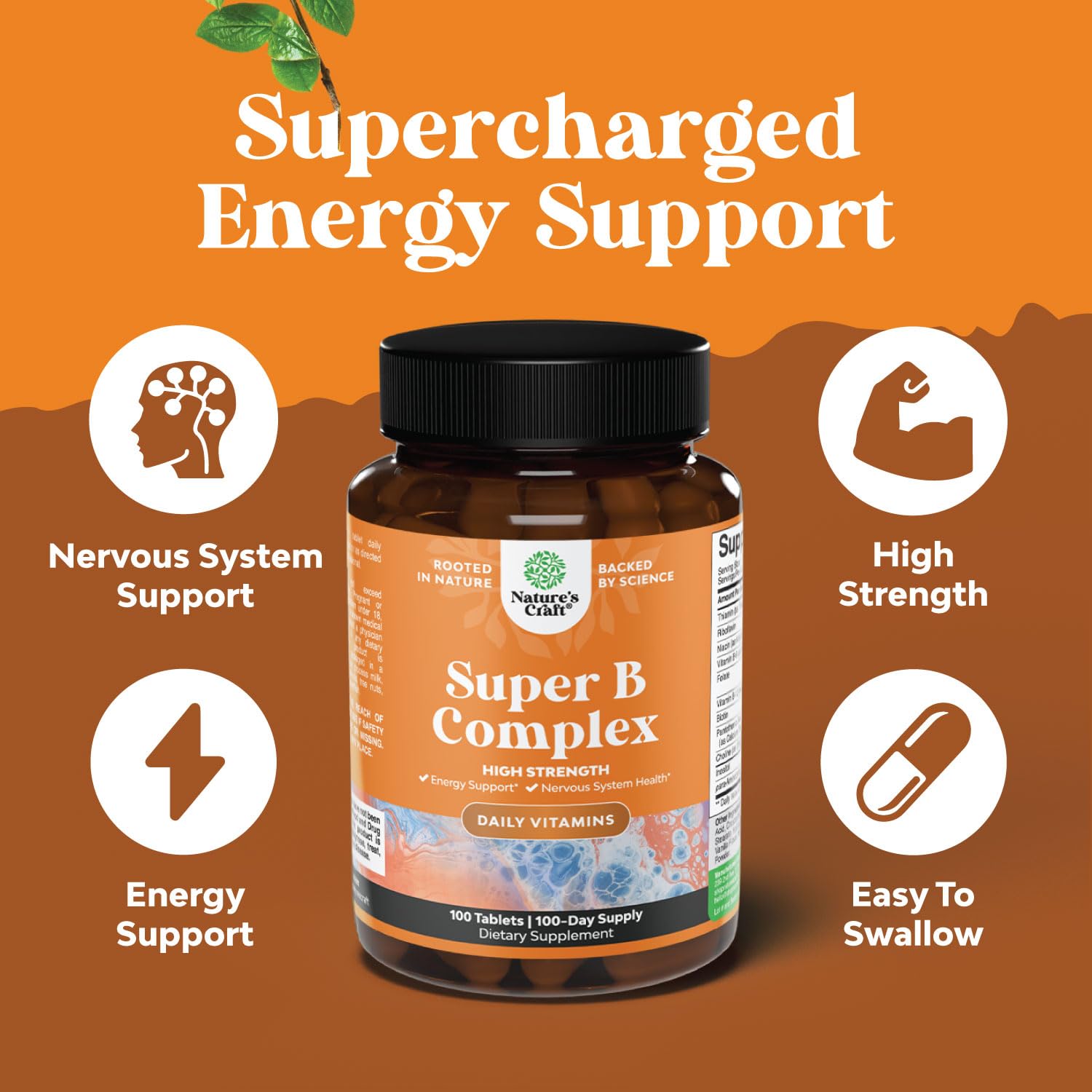 Natures Craft B-Complex Vitamin Supplement 150g tablet close-up