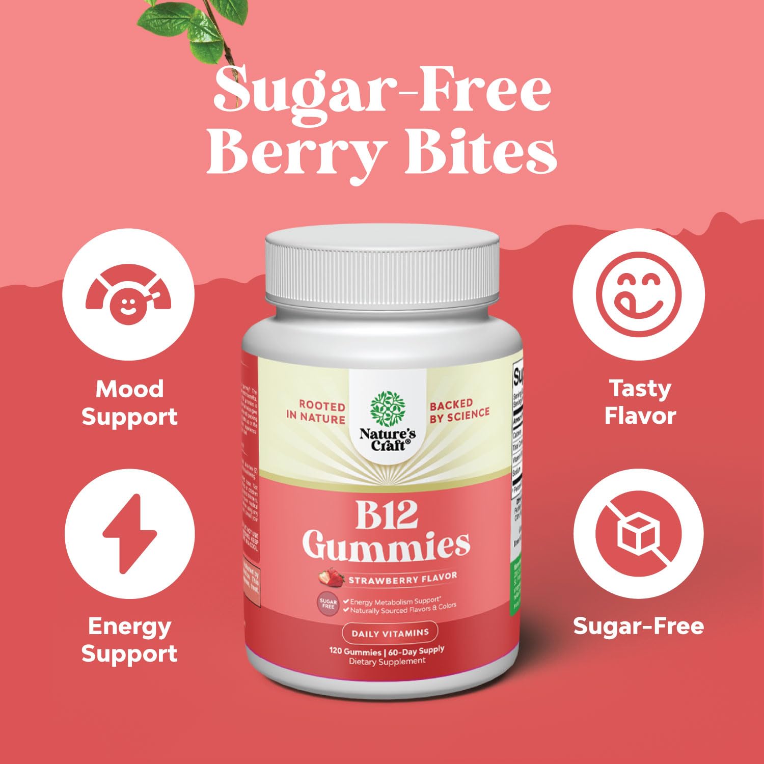 Natures Craft B12 Energy Gummies side view