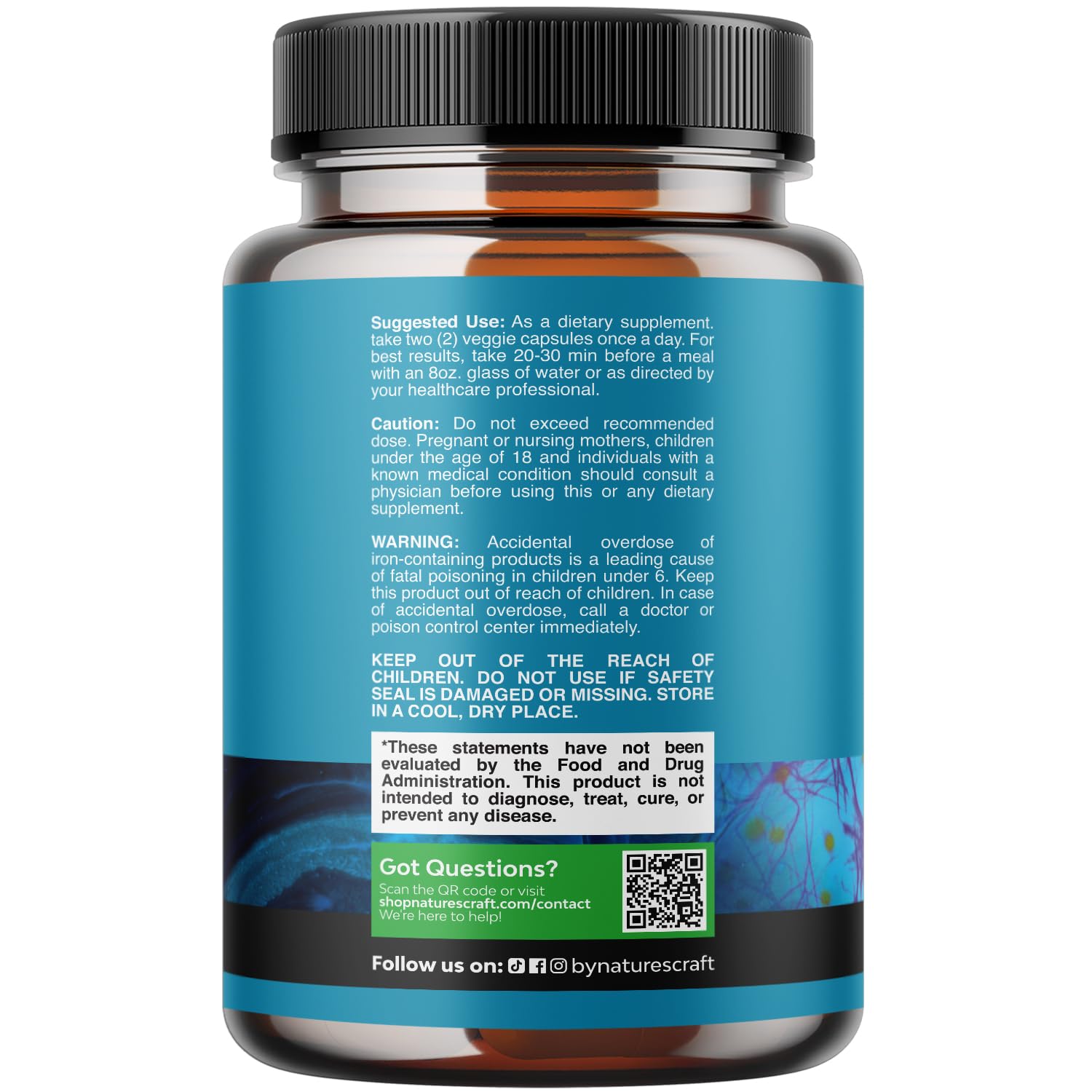 Natures Craft Bacopa Monnieri capsules bottle side view