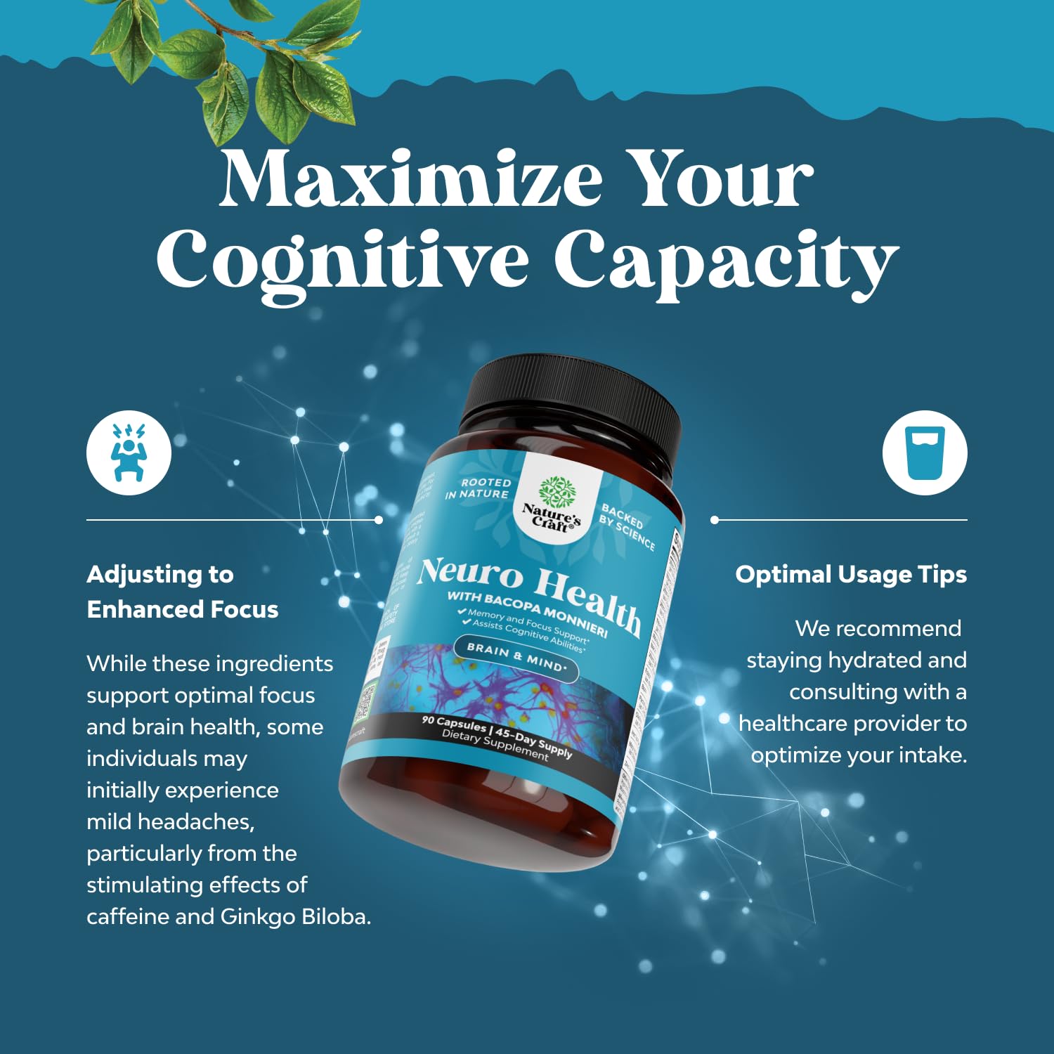 Natures Craft Bacopa Monnieri capsules close-up of the bottle