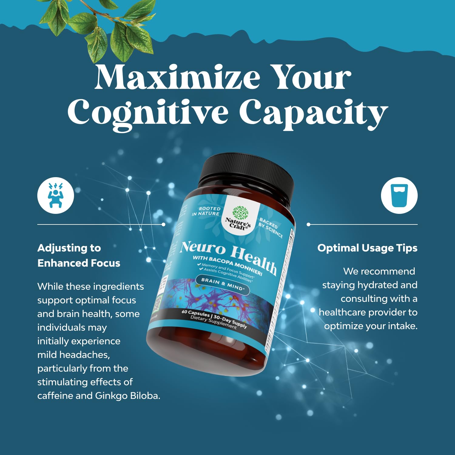 Natures Craft Bacopa Monnieri capsules with measuring spoon