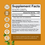 Natures Craft Bee Pollen Powder Capsules displayed with a measuring spoon