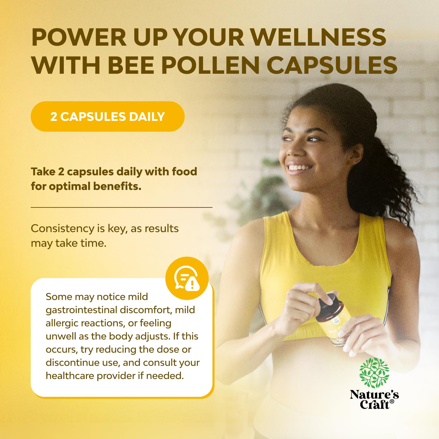 Natures Craft Bee Pollen Powder Capsules nutrition facts