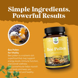 Natures Craft Bee Pollen Powder Capsules showing label and ingredients