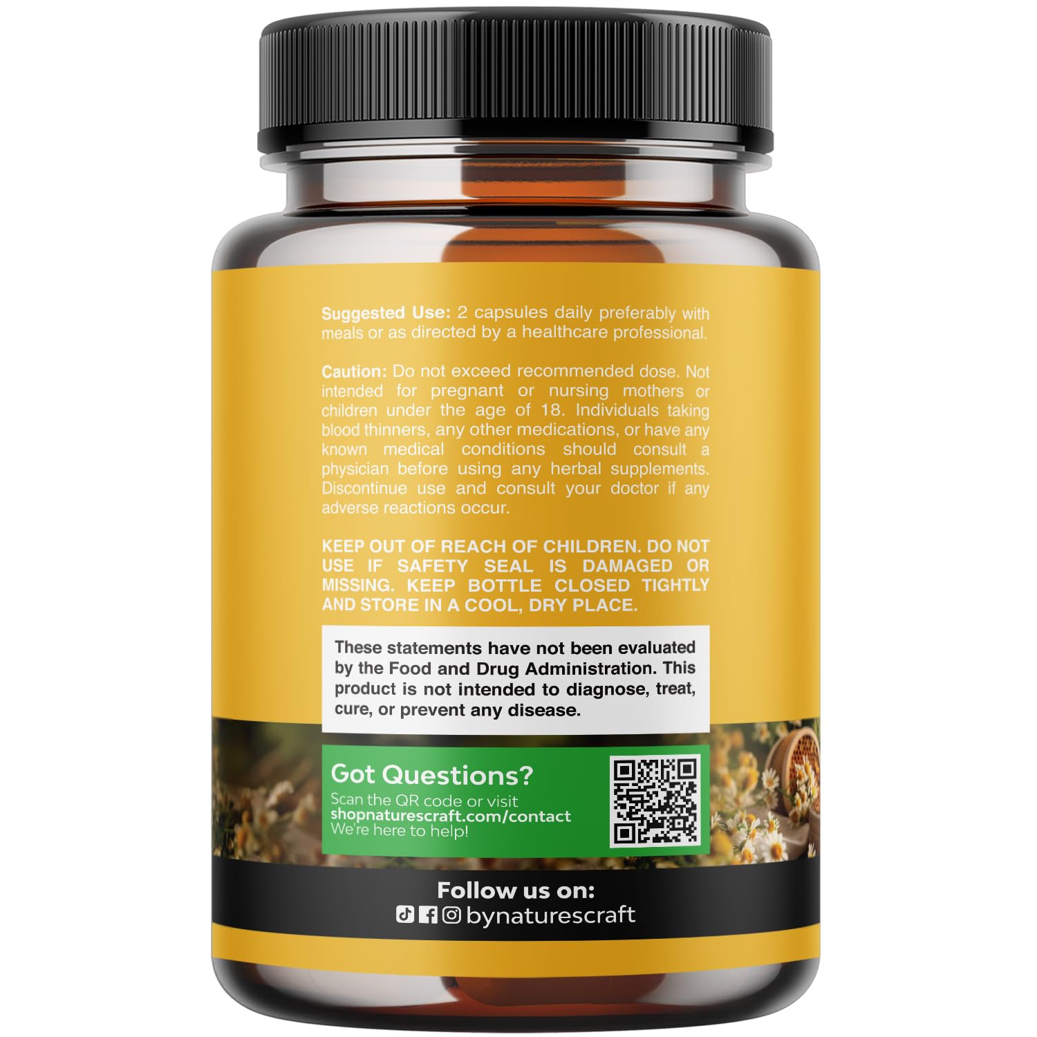 Natures Craft Bee Pollen Powder Capsules side view