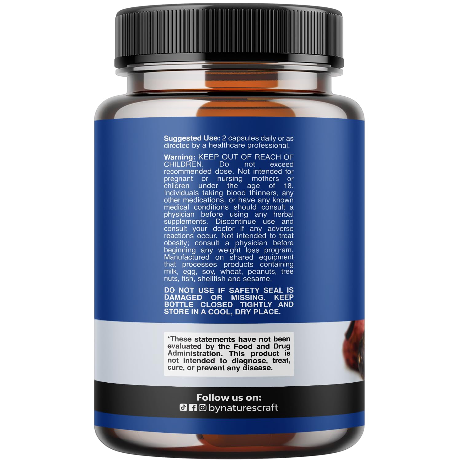 Natures Craft Black Maca Root Capsules 60 Count side view