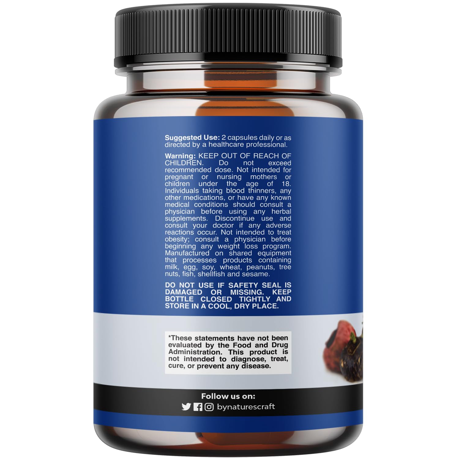 Natures Craft Black Maca Root Capsules side view showing ingredients
