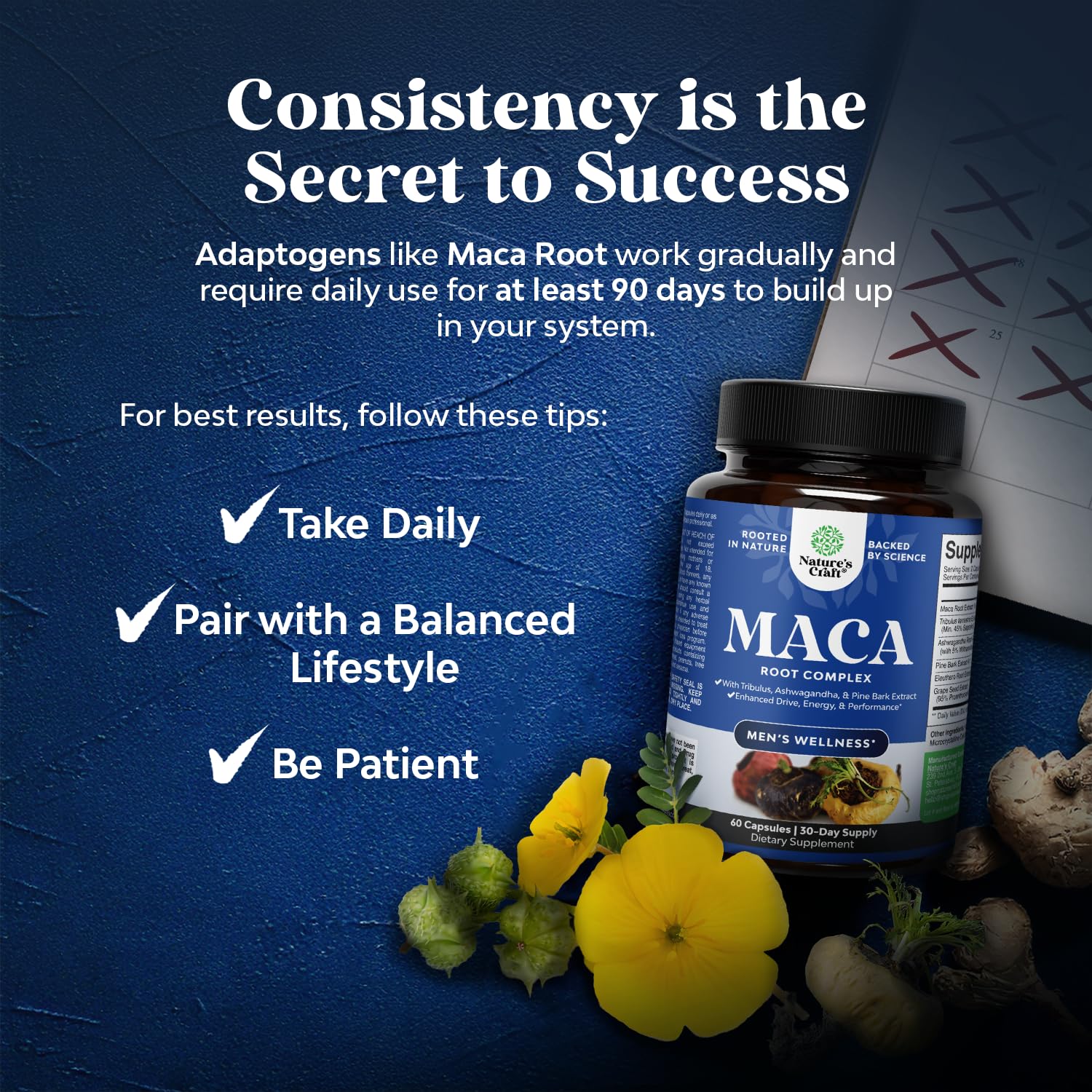 Natures Craft Black Maca Root Capsules with measuring spoon