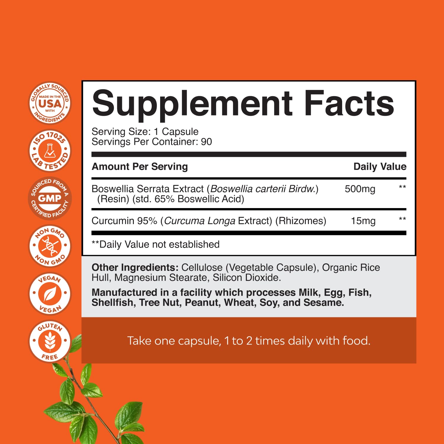 Natures Craft Boswellia Serrata with Turmeric capsules close-up