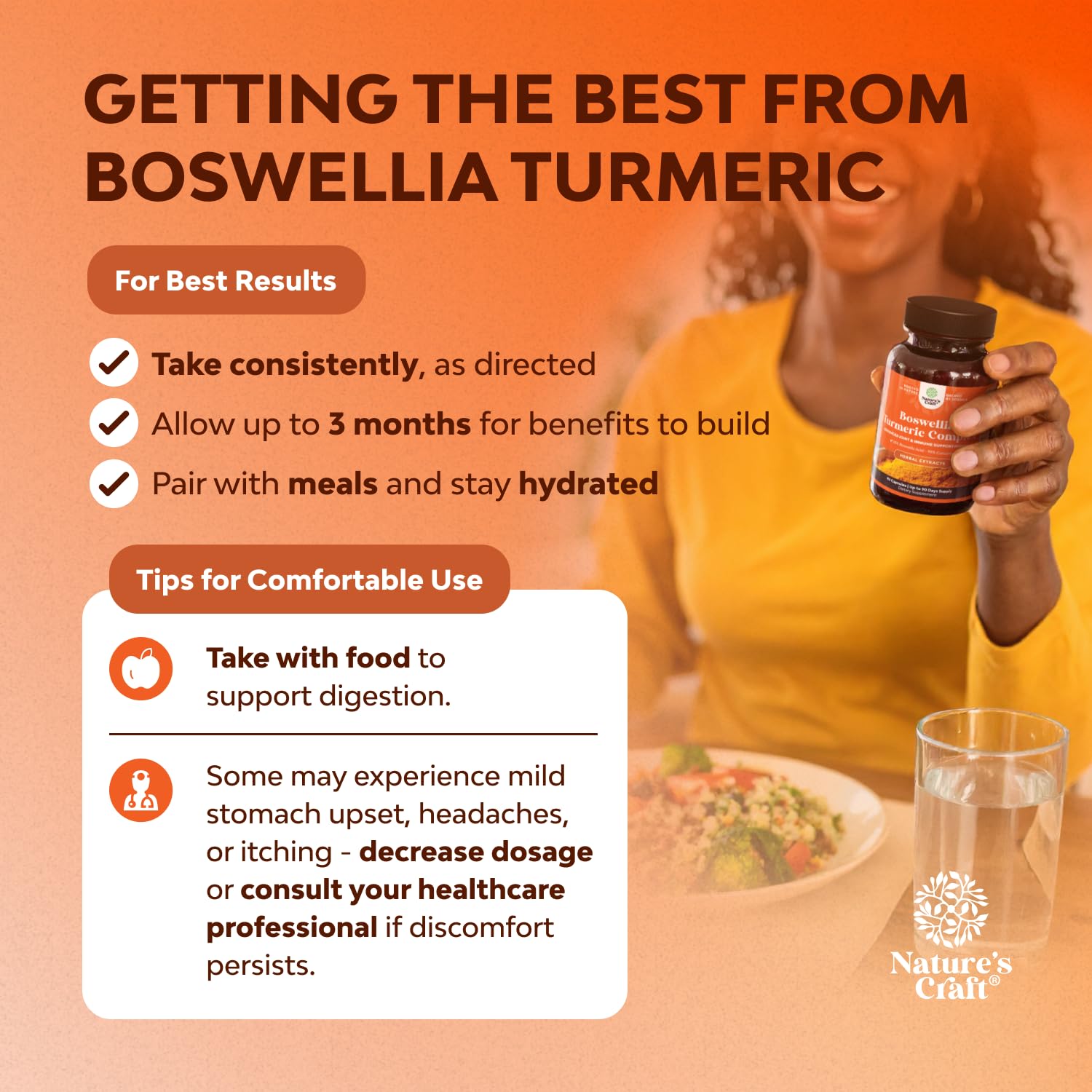 Natures Craft Boswellia Serrata with Turmeric supplement bottle back view
