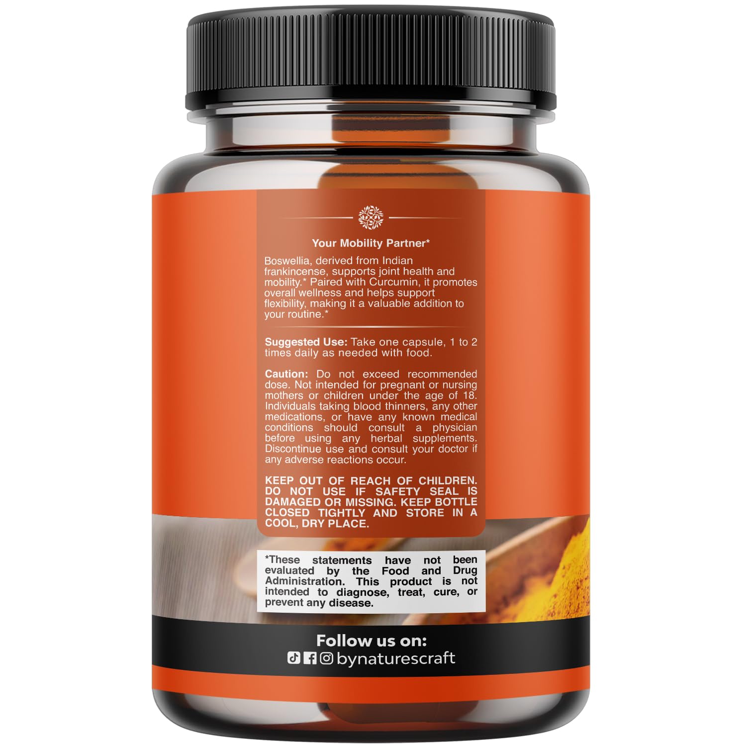 Natures Craft Boswellia Serrata with Turmeric supplement side view