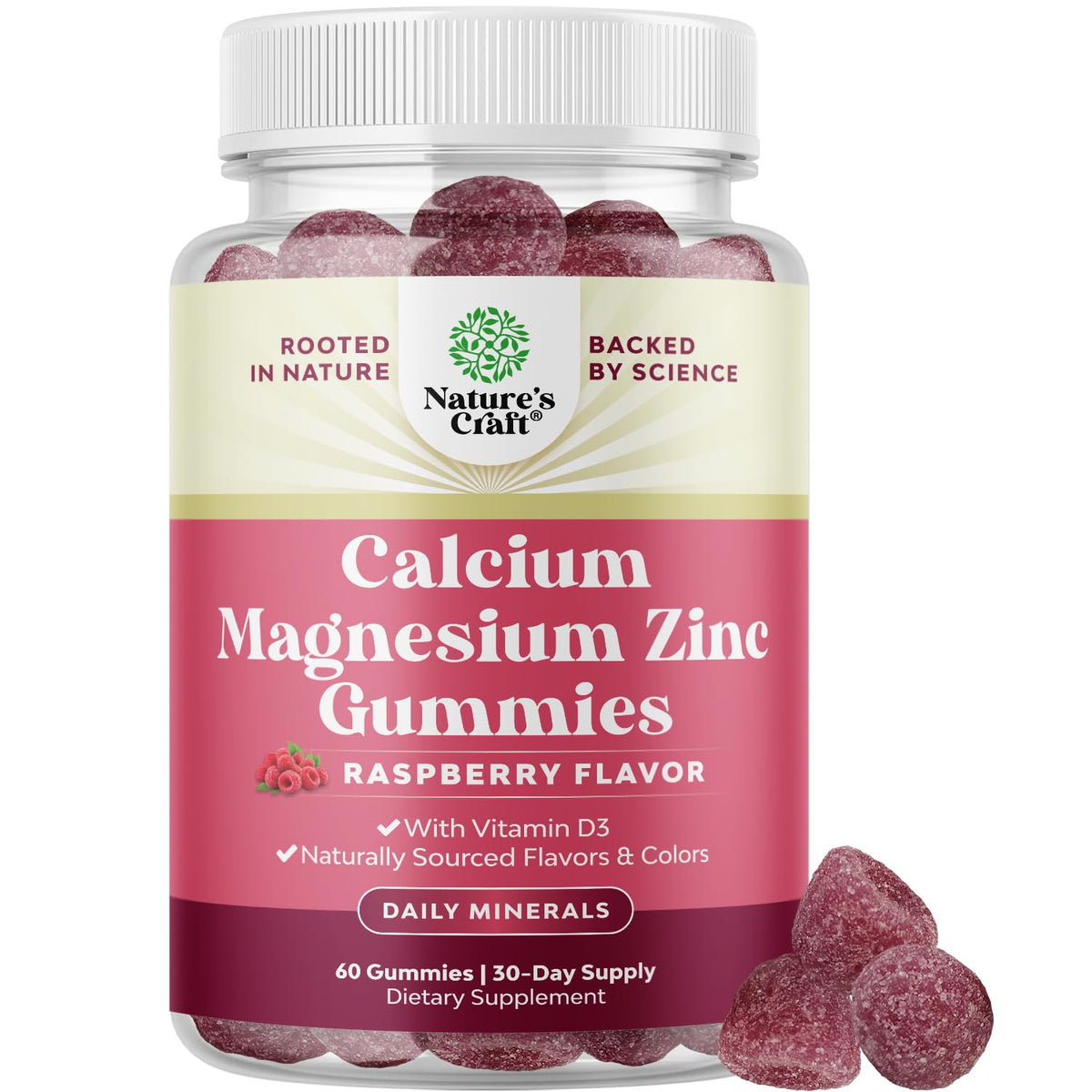 Natures Craft Calcium Magnesium Zinc D Gummies front view