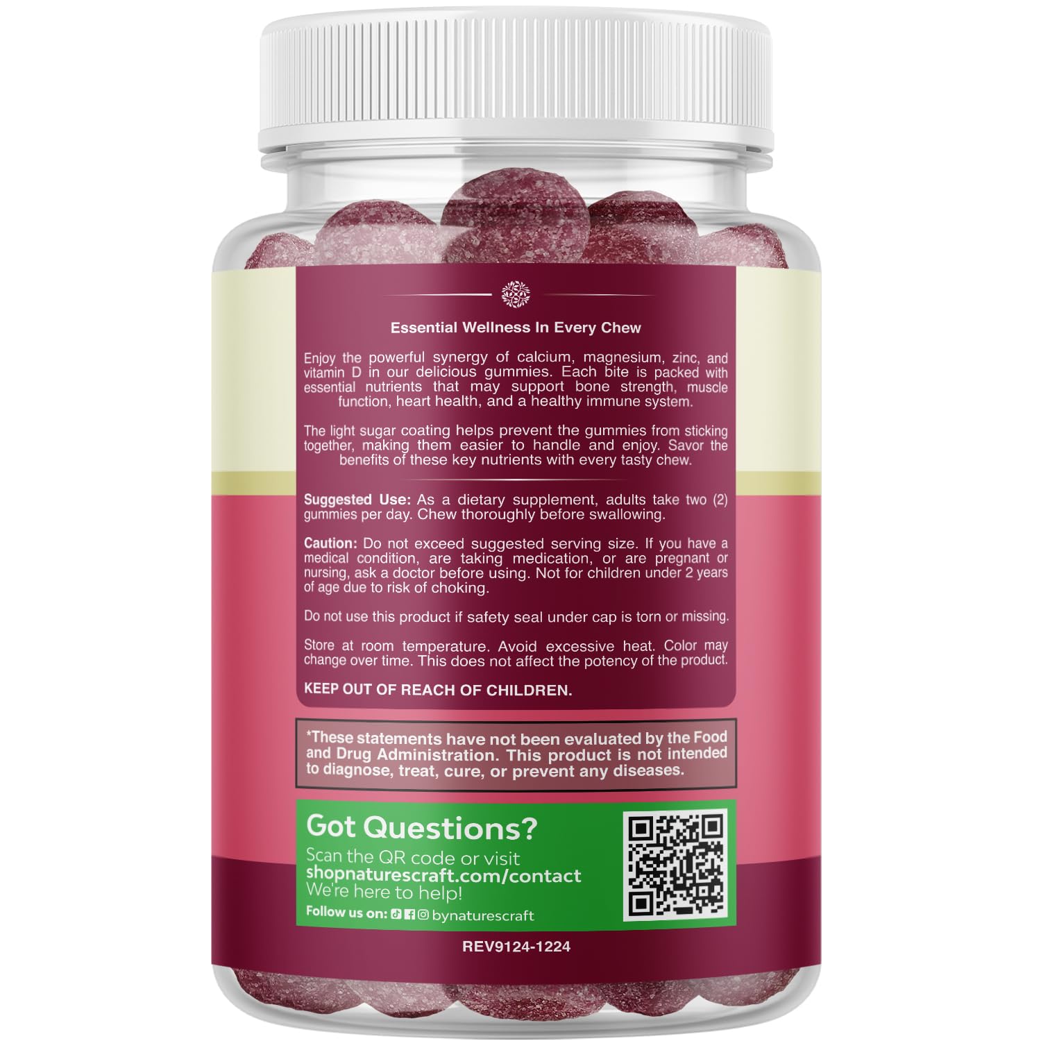 Natures Craft Calcium Magnesium Zinc D Gummies packaging
