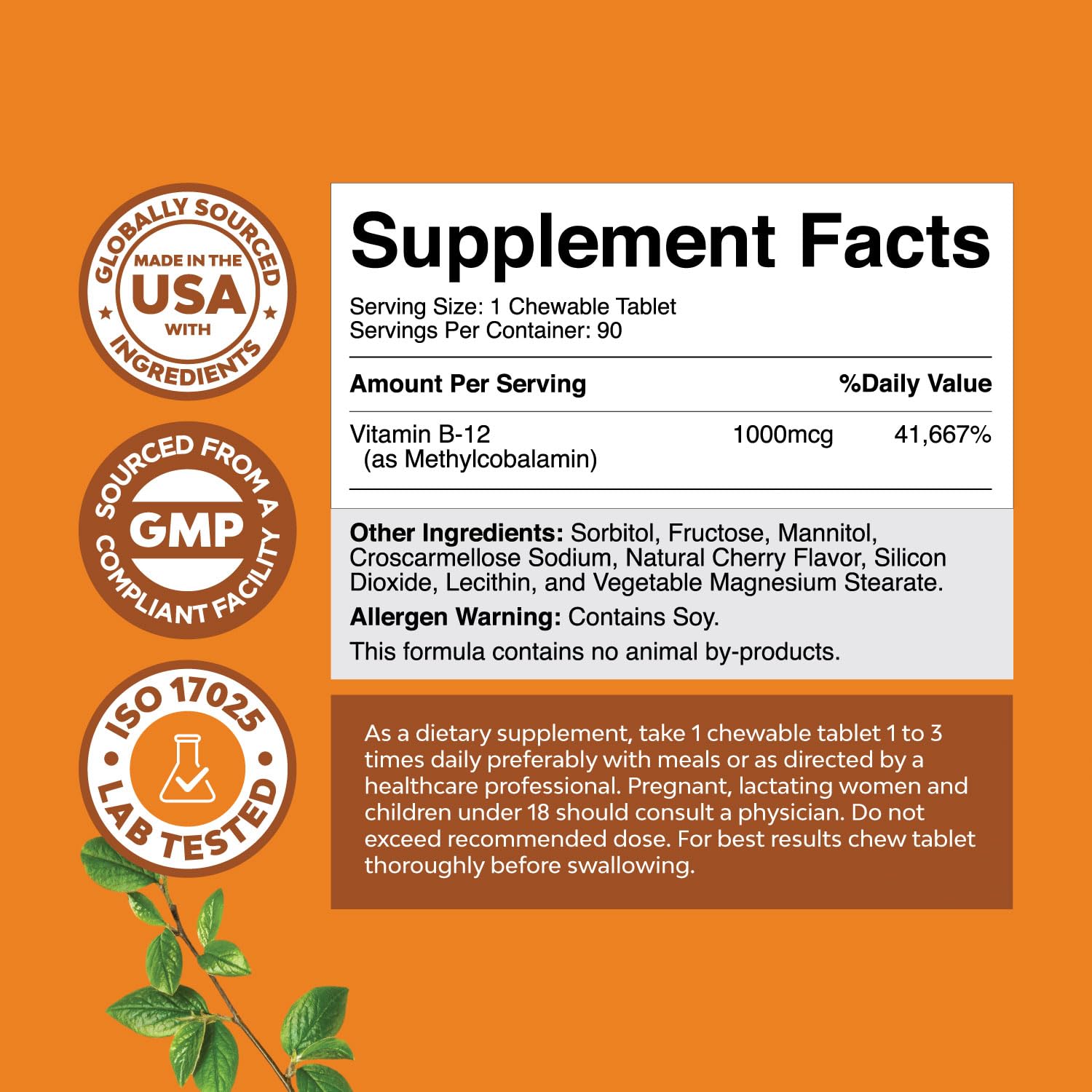 Natures Craft Cherry B12 Chewables 1000mcg chewable tablet close-up