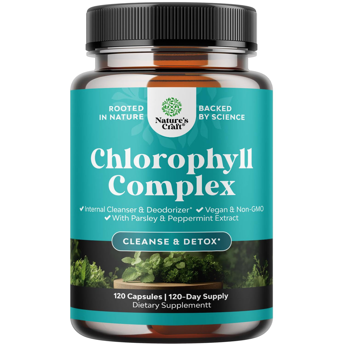 Natures Craft Chlorophyll Capsules 60 count front view