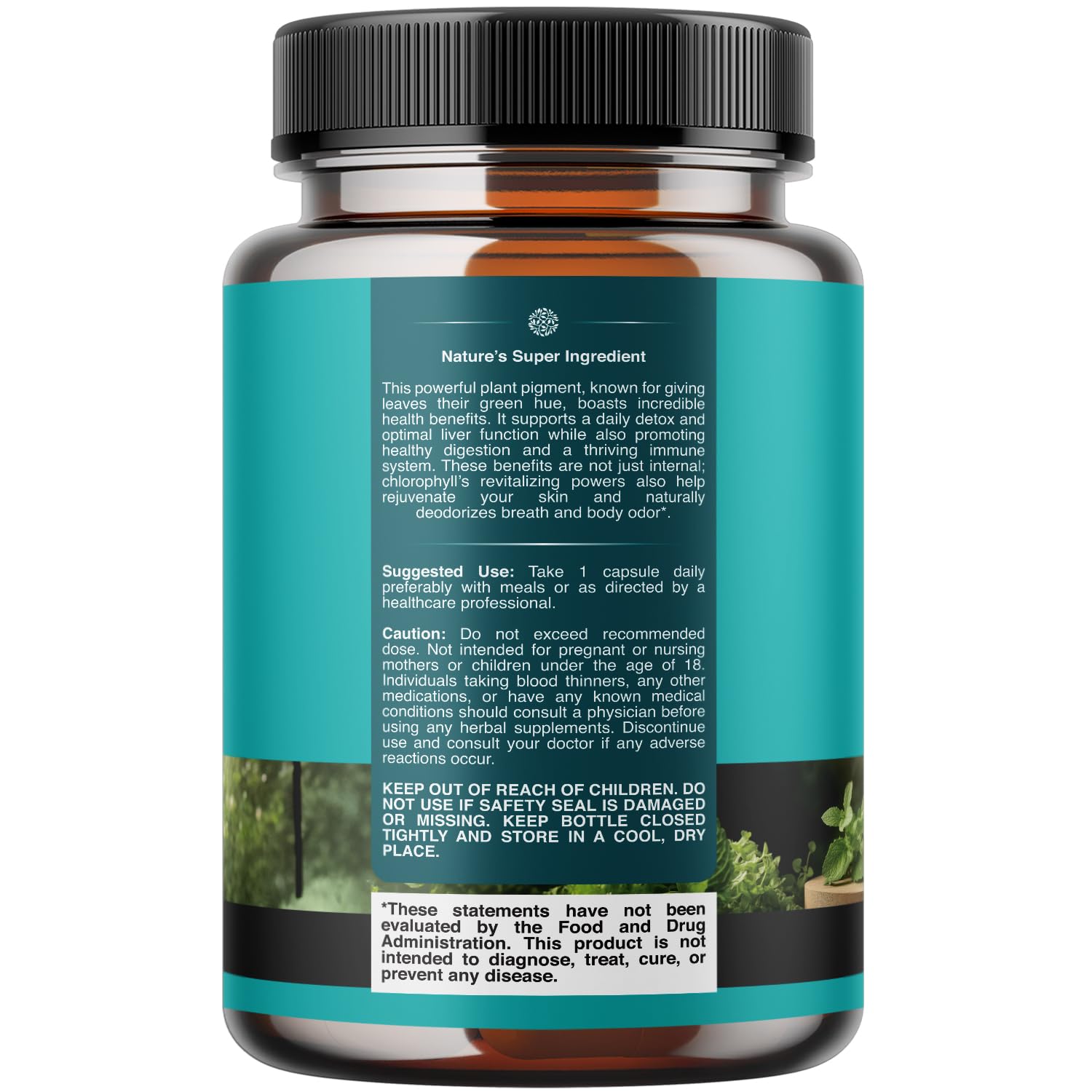 Natures Craft Chlorophyll Capsules bottle with mint leaves