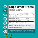 Natures Craft Chlorophyll Capsules with mint and parsley ingredients