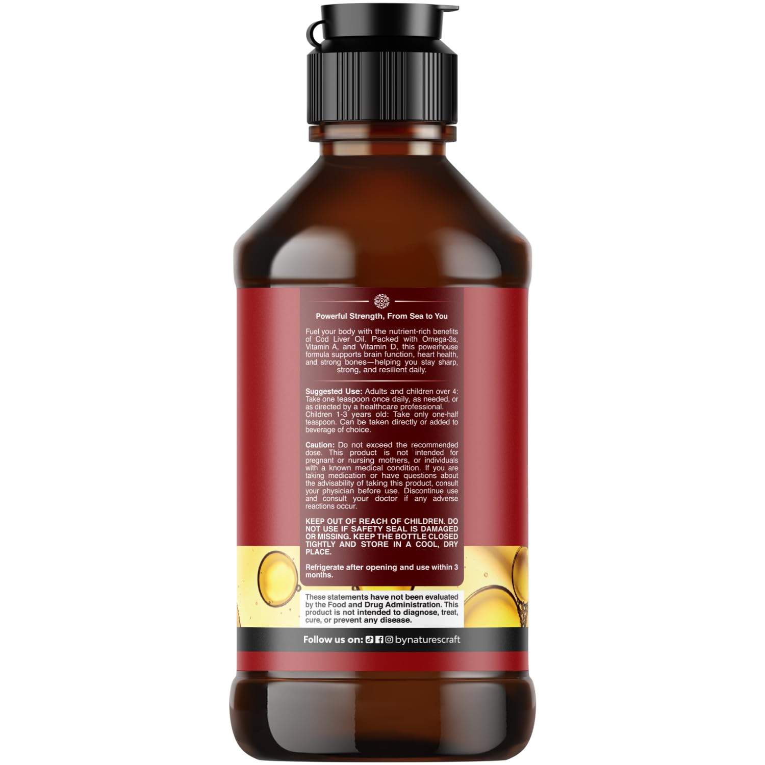 Natures Craft Cod Liver Oil Liquid 281g bottle side view
