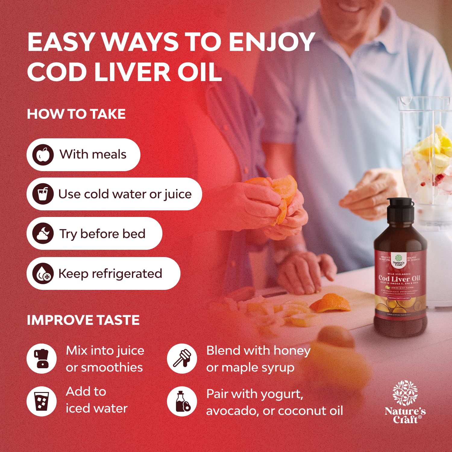 Natures Craft Cod Liver Oil Liquid 281g label close-up