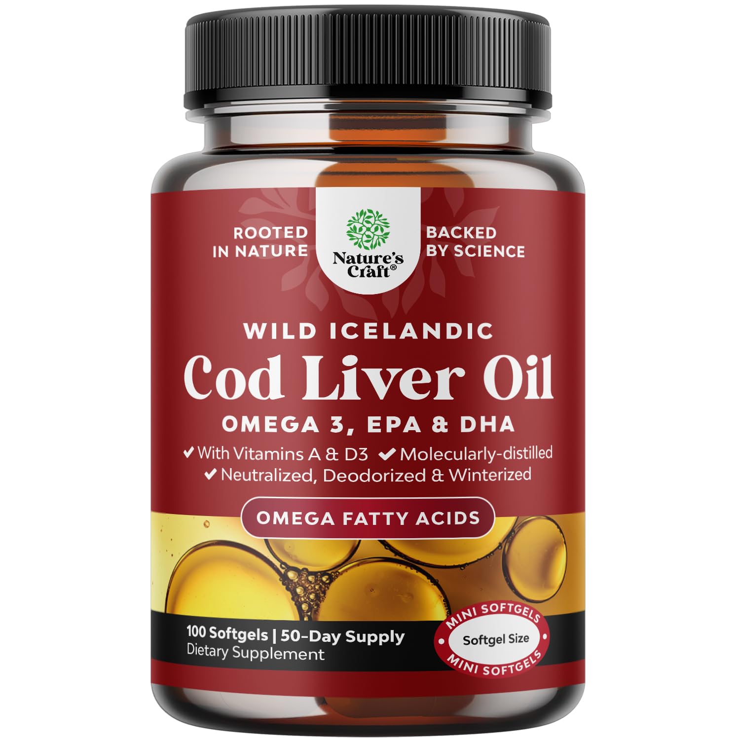 Natures Craft Cod Liver Oil Softgels 1000mg front view