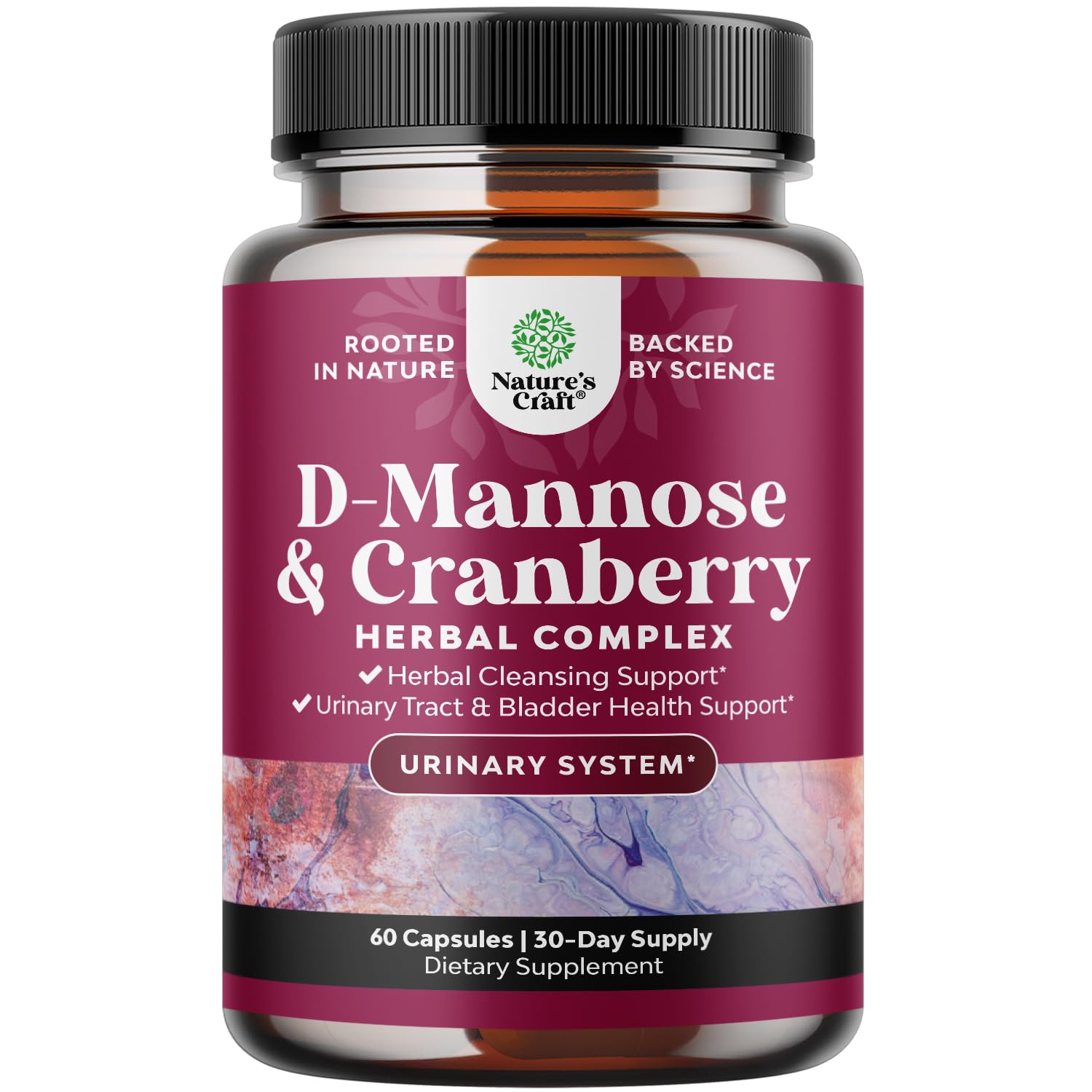 Natures Craft Cranberry D-Mannose Capsules 1000mg front view