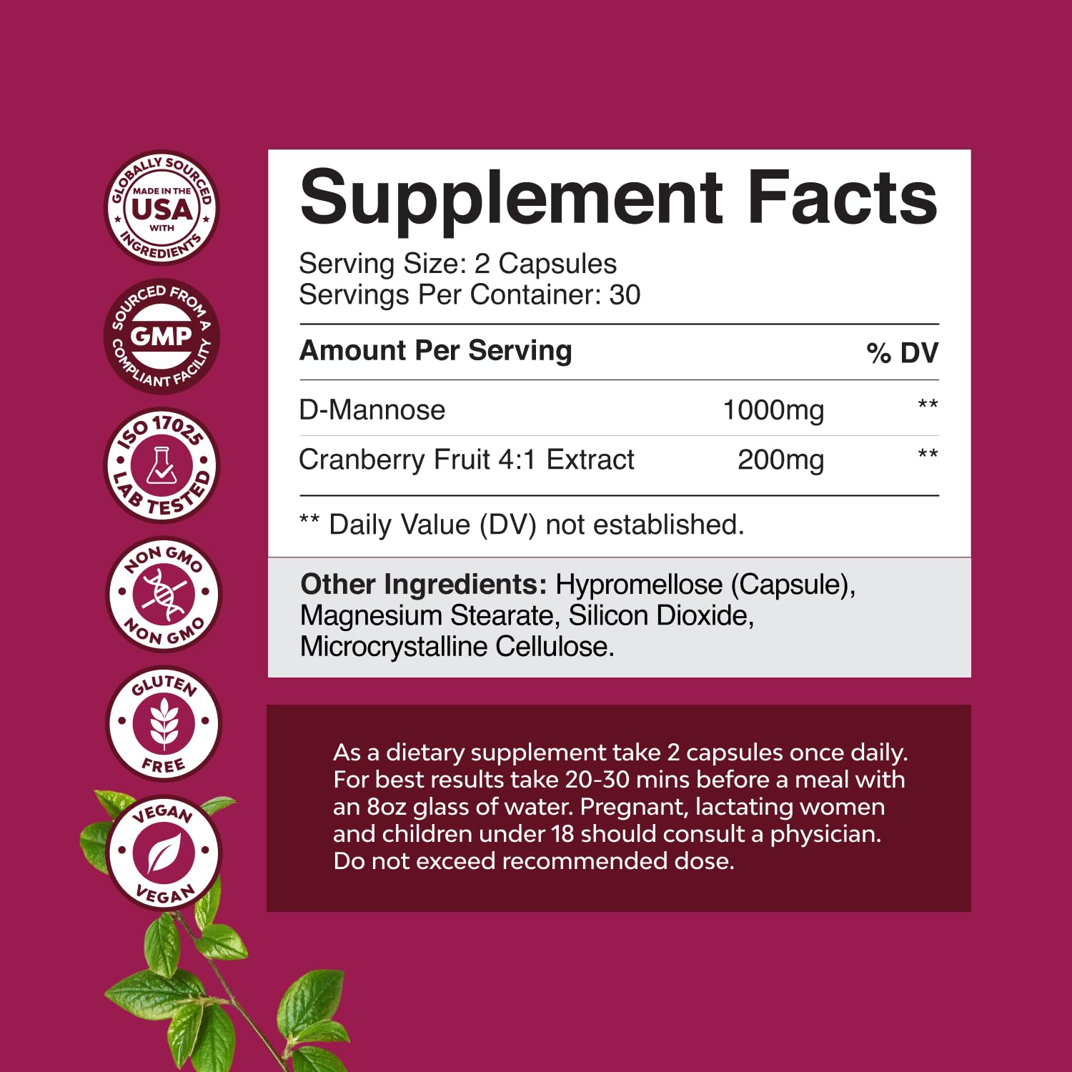 Natures Craft Cranberry D-Mannose Capsules 1000mg lifestyle setting