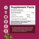 Natures Craft Cranberry D-Mannose Supplement ingredients list